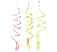 Abaodam 3 Piezas de Cuerdas de Escalada para Loros, Juguete de Columpio Espiral en Colores Verde, Amarillo y Rosa, Cuerda Trepadora Ajustable para Periquitos y Cacatúas, Accesorio