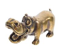 Abaodam 3 Piezas Figurita de Hipopótamo de Latón Decoración Vintage Estatua Pequeña Adorno de Animal de Latón para Escritorio