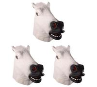 Abaodam 3 Piezas Máscara de Cabeza de Caballo de Látex Ecológico para Halloween Buena Elasticidad y Tensión Superficial, Adecuado para Fiestas de Disfraces y Teatro