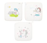 Abaodam 3 Toallitas para Ñiño de Algodón 30X30 CM Pañuelos Cuadrados Absorbentes Estampado Infantil Fútbol Ñiño Corazón Toallas Multiusos Suaves para Rostro y Manos Aptas para