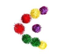 Abaodam 30 Piezas Bolas Pom Pom con Purpurina para Gatos Mini Juguetes Brillantes Colores Surtidos para Ejercicio Mascotas