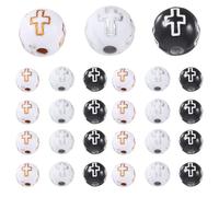 Abaodam 300 Cuentas Acrílicas de 8 Mm Patrón Cruzado, Espaciadores para Pulseras y Collares Diy, Colores Oscuro Letra Clara, Claro Letra Dorada y Plateada, Ideales para Joyería Religiosa