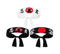 Abaodam 3piezas Diadema Ninja Japonesa Gorro De Chef y Sushi Bandana De Chef Para Disfraz De Ninja Samurái y Fiestas Temáticas De Karate