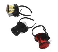 Abaodam 3piezas Mini Sombreros de Copa con Lentejuelas y Velo Tocado para Halloween Disfraz de Circo Accesorio para Mujer y Niña para Navidad y Carnaval Color Aleatorio
