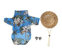 Abaodam 3piezas Sombrero Sol para Mascotas De Paja Camiseta De Verano para Perro Pequeño y Gafas De Sol Accesorio para Disfraz De Mascota Playa