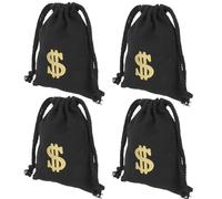 Abaodam 4 Bolsas de Lona Cordón Negro para Guardar Dinero y Joyería, Diseño Portátil y Capacidad Razonable, Ideales para Fiestas y Cumpleaños