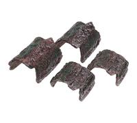 Abaodam 4 Cuevas para Reptiles de PVC Diseño Realista de Corteza, Refugio Estable y Fácil de Mantener para Acuarios y Terrarios de Bettas y Gecos