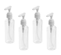 Abaodam 4 Piezas Botella Bomba, Dispensador de Champú, 100ml, Blanco, Pet y PP, Recargable y Reutilizable, para Champú y Jabón Líquido, Portátil para Baño y Camping