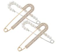 Abaodam 4 Piezas Broche de Perla y Diamante de Agua Broche de Seguridad de Alfiler para Suéter Chal Cuello de Cárdigan Accesorios de Disfraz para Mujer