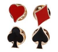 Abaodam 4 piezas Broche de Solapa de Aleación de Zinc Duradera de Pines Decorativos de Cartas de Póquer Mini Accesorio Versátil para Ropa Chalecos Mochilas y Eventos Formales o Casuales