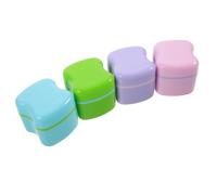 Abaodam 4 Piezas Caja de Plástico Adecuado para Limpieza y Conservación para Almacenamiento de Prótesis Dentales con Colador y Cierre Seguro en Entornos Familiares