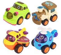 Abaodam 4 Piezas Coches Juguete Resistente Tirar y Soltar Divertidos para Plástico Seguro y Ecológico Edad Color Aleatorio Color Aleatorio