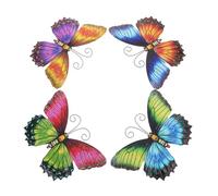 Abaodam 4 Piezas Decoración de Pared de Mariposas Metálicas Coloridas para y Esculturas Colgantes de Hierro para Decoración Interior y Exterior Instalación con Ganchos Incorporados