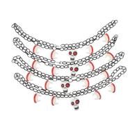 Abaodam 4 Piezas Halloween Skull Necklace With Vampire Teeth Pendant Spooky Skeleton Costume Jewelry For Ghost Cosplay And Party Accessory