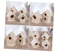 Abaodam 4 Piezas Kit de Casitas de Pájaros de Madera DIY Nidos Decorativos para Jardín y con Corazón con Cuerda Doble Capa con Dos Capa Simple y Ribete y Duradero