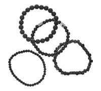 Abaodam 4 Piezas Pulsera de Platillo Volante Negra para Hombre Pulsera de Cadena Gemas y Circonitas Joyas Punk de Motociclista para Hombre Elástica