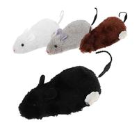 Abaodam 4 Piezas Ratón De Juguete Mecánico Operado Juguetes para Gatos Ratones para Gatos De Interior Pequeño Juguete Chirriante del Gato del Ratón Terminar Felpa Color Aleatorio