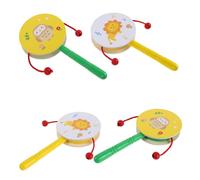 Abaodam 4 Piezas Tambor de Mano de Madera con Diseño de Animales de León y Búho Juguete para Bebés Estimulación Sensorial Suave para Pequeños para Aprendizaje y Actividades Grupo