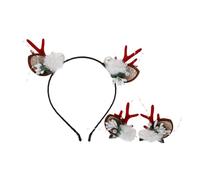 Abaodam 4piezas Accesorios Cabello Navideños Pasadores de Cuerno de Ciervo Diadema con Orejas de Reno Tocado para Fiesta Navideña para Fotos de Navidad Casa o Eventos