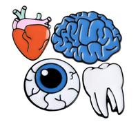 Abaodam 4piezas Broches de Órgano Creativo para Mujer Broche de Cerebro Corazón Globo Ocular Dientes para Chaqueta Cuello Bolso