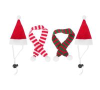 Abaodam 4piezas Conjunto de Gorro y Bufanda para Mascotas Pequeñas Gorro Navideño de Conejo Bufanda para Conejillos de Indias Conejos y Hámsters Fiestas de Navidad Incluye Disfraz Cálido P