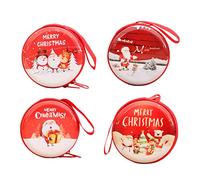 Abaodam 4piezas Monedero Navideño para Niño Niña De Diseño De Cuento De Hadas De Navidad Cartera para Monedas y Dulces para Fiestas Infantiles y Celebraciones Festivas