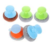 Abaodam 5 Juegos Cepillos de Acero Inoxidable con Mango Estropajos Metálicos Duraderos para Limpieza de Ollas Sartenes y Superficies de Cocina Diseño Ergonómico para Uso Color Aleatorio