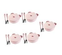 Abaodam 5 Juegos plato llano de acero inoxidable mantener el recipiente caliente tazón de Contenedores de comida vajilla cuenco para niños pequeños placas de succión para bebé Reutilizable