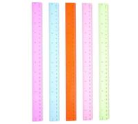 Abaodam 5 Piezas Regla Escolar Creativa de Plástico Verde 30cm | Ligera, Fácil de Llevar, Diseño Creativo, No se Rompe Facilidad, Uso en Aula y Escuela
