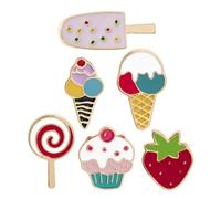 Abaodam 6 Broches de Esmalte Diseño de Helado Fresa y Piruleta Set de 6 Piezas Coloridas y Ligeras para Decoración y Accesorios de Moda Veraniegos
