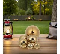 Abaodam 6 Esferas Decorativas de Acero Inoxidable Huecas y Reflectantes Doradas Bolas de Espejo para Jardín y Exteriores Esferas Geométricas Metálicas de 51Mm 80Mm 100Mm y 150Mm para