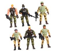 Abaodam 6 figuras realistas de modelos flexibles de soldado para mejorar la interacción de los padres con bordes seguros para juegos de cosplay y juegos creativos