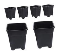 Abaodam 6 Piezas Macetas Cuadradas de Plástico para Plantas Suculentas y Jardinería de Unidades Negras con Orificios de Drenaje para Interior y Exterior Jardineras Decorativas Prácticas