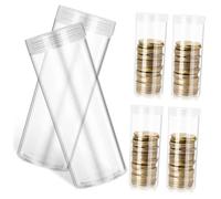 Abaodam 6 Tubos de Almacenamiento de Monedas de Plástico Abs Transparentes Tapa Sellada para Protección y Transporte Portátil, Ideales para Colecciones y Actividades al Aire Libre