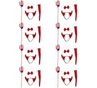 Abaodam 8 Juegos Diadema Cuernos Demoníacos para Halloween, Accesorios Prácticos de Tela Roja Forma Divertida para Fiestas Temáticas y Disfraces de Cosplay