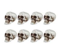 Abaodam 8 piezas cabeza de muerte estatua pequeña calavera de plástico ornamento cabeza de muerte figura cráneos realistas esqueleto humano decoración Halloween