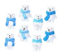 Abaodam 8 Piezas Muñeca de Bufanda de Iceberg cifra Mini Figura de Oso Polar Mini Figuras de Animales árticos para Figuras Lindas de Osos Adornos navideños de Osos Polares Resina Blanco