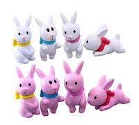 Abaodam 8 Piezas Pequeña Decoración De Conejito Relleno Vaya Pequeño Felpa Conejitos De Musgo Fiesta Conejito Feliz Conejo Figura De Conejito Yo Conejito Plastico PVC Color Aleatorio