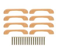 Abaodam 8 Piezas Tiradores de Madera para Armarios, Tiradores de Armarios de Haya Beige, de Doble Orificio, Fáciles de Instalar, sin Rebabas, para Mueble Bar y Baúl, Estilo Moderno