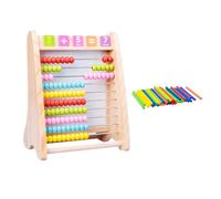 Abaodam Ábaco de Madera Multifuncional, Tablero de Dibujo de Doble Cara, Estante de Cálculo Creativo, Juguete Educativo para Desarrollo Matemático y Artístico, Adecuado