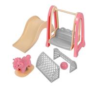 Abaodam Accesorios para Casa de Muñecas con Mini Columpio Tobogán y Caballo Balancín Figuras de Decoración Madera de Parque Infantil Miniatura para Colecciones