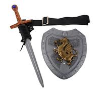 Abaodam Accesorios para Disfraz de Caballero Medieval Escudo de Dragón y Espada Larga, Kit Completo para Cosplay de Pirata