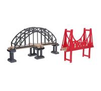Abaodam Accesorios Vías Férreas De Madera para Niños Tamaño Mediano Puente Colgante y Puente Ferroviario Rojo y Gris Juego Educativo Creativo para Montaje De Trenes De Madera 2 Piezas