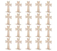 Abaodam Adorno de Cruz de Madera de 20 Piezas para Manualidades Cruces de Pie de Madera Manualidades Decorativas Diy Decoración de Escritorio