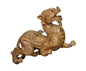 Abaodam Adorno de Escritorio en Madera Figura de Pixiu, Decoración Feng Shui para Oficina y Hogar, Escultura Artesanal para Estantería y Espacio de Trabajo Varios Estilos