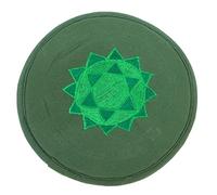 Abaodam Alfombrilla para Cuenco Sonoro Budista 20 Cm, Cojín Redondo Verde Bordado Hecho a Mano, Soporte Acolchado para Cuencos Rituales, Accesorio de Percusión Manual Espiritual