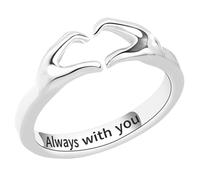 Abaodam Anillo Abierto De Abrazo Corazón, Anillos Para Mujeres y Chicas Adolescentes, Joyería De Compromiso 2023, Bisutería Blanca Ajustable Para Uso Diario y Regalos De Bodas