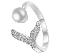Abaodam Anillo Abierto de para Mujer y Niña Ajustable de Aleación Perla Sintética Joyería Oceánica Creativa para Uso Diario Fiestas y Regalos Obsequios