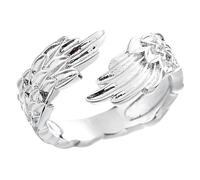 Abaodam Anillo Ajustable Alas de Ángel Plateado Anillo Estético para Adolescentes Accesorio de Joyería Diseño de Alas Adecuado para Obsequio y Uso Diario