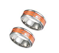 Abaodam Anillo de Dedo Unisex Noctilucente Electrocardiografía Acero Inoxidable Naranja Talla 7 para Pareja Fiesta Ceremonia Elegante